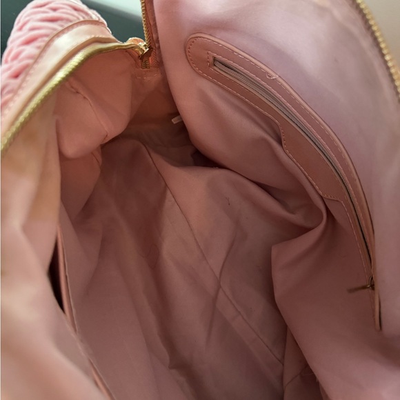 Blush Pink Velvet Satchel Bag w/ Tassel Charm Gold Hardware - Picture 6 of 7